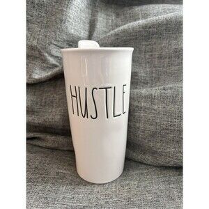 Rae Dunn Hustle Ceramic Tall Travel Mug With Lid 16 oz